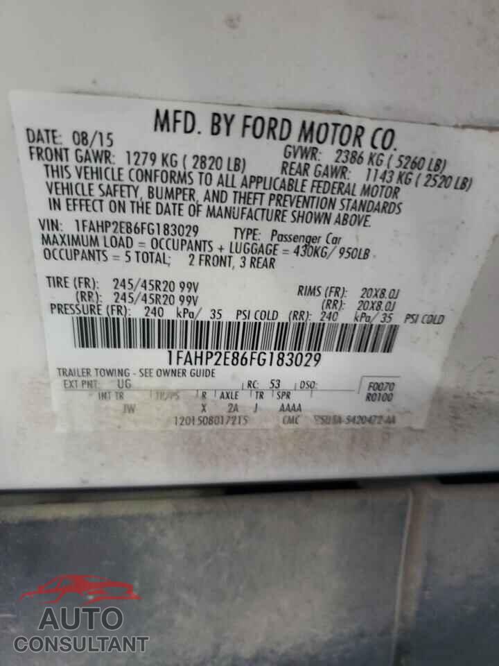 FORD TAURUS 2015 - 1FAHP2E86FG183029