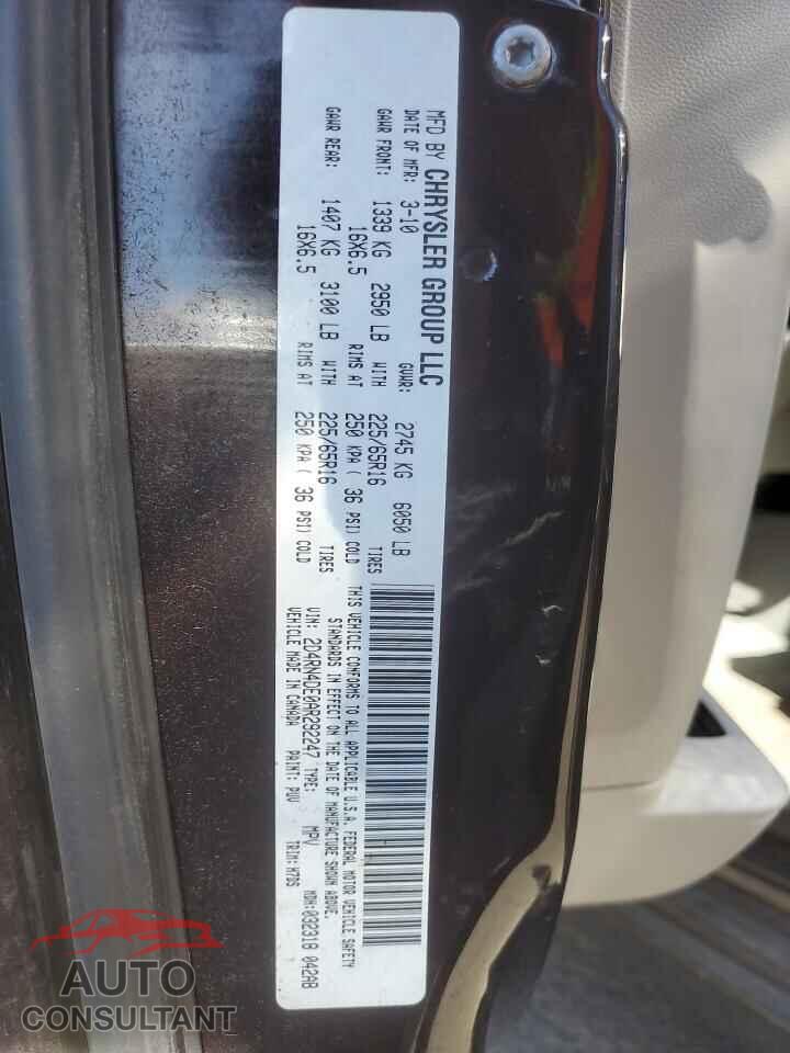 DODGE CARAVAN 2010 - 2D4RN4DE0AR292247