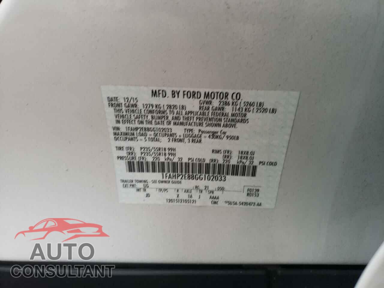 FORD TAURUS 2016 - 1FAHP2E88GG102033