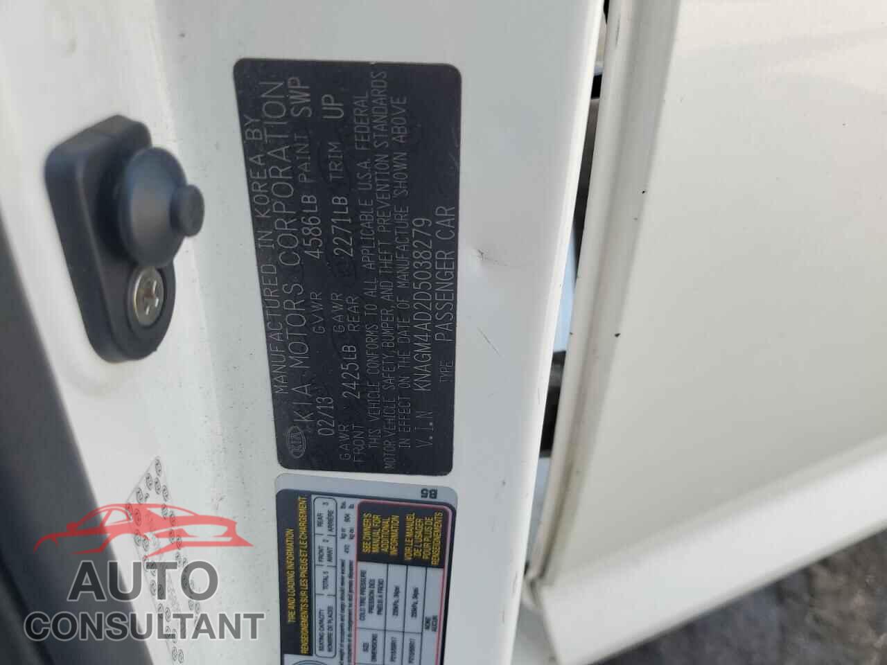 KIA OPTIMA 2013 - KNAGM4AD2D5038279