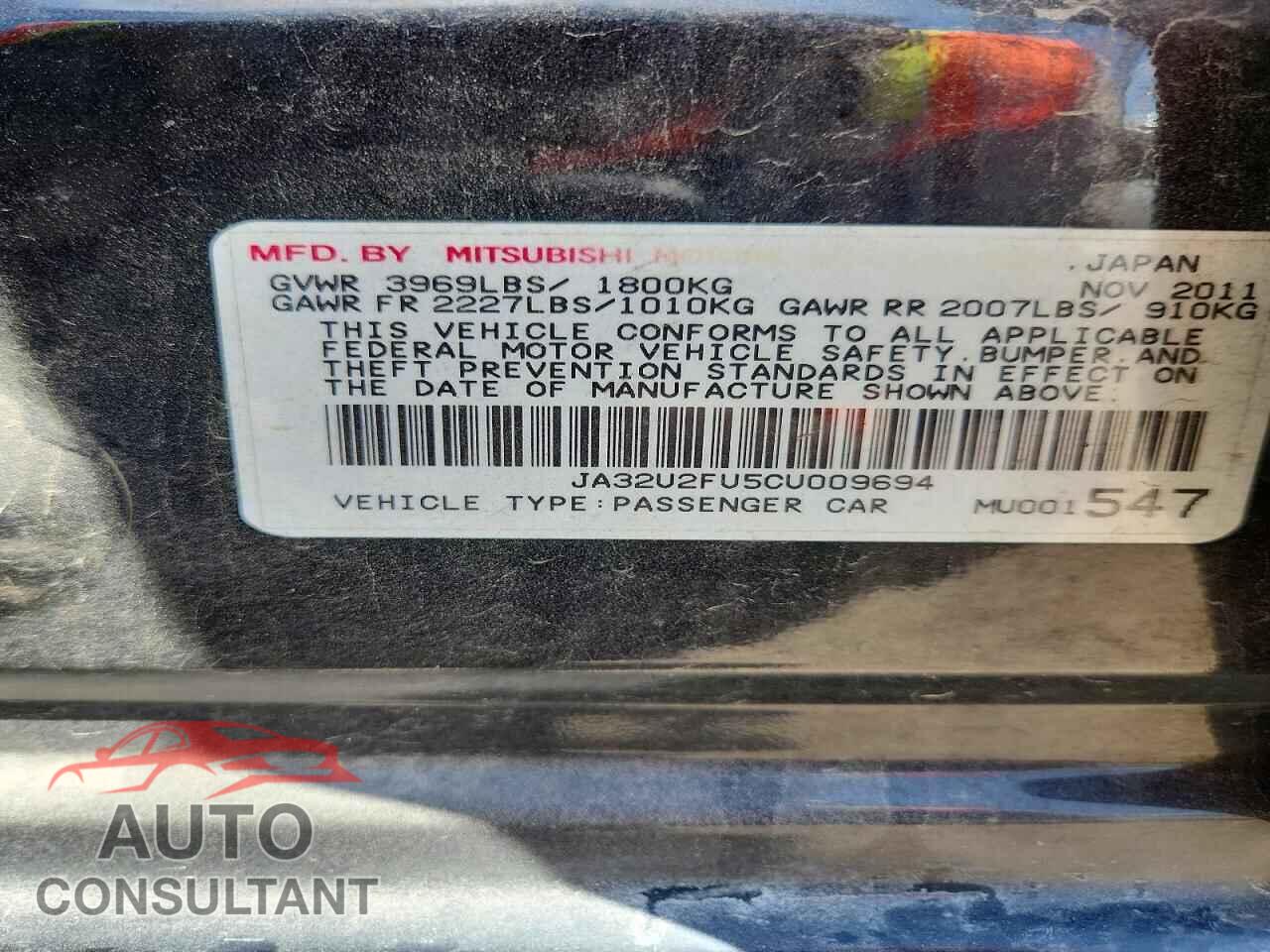 MITSUBISHI LANCER 2012 - JA32U2FU5CU009694