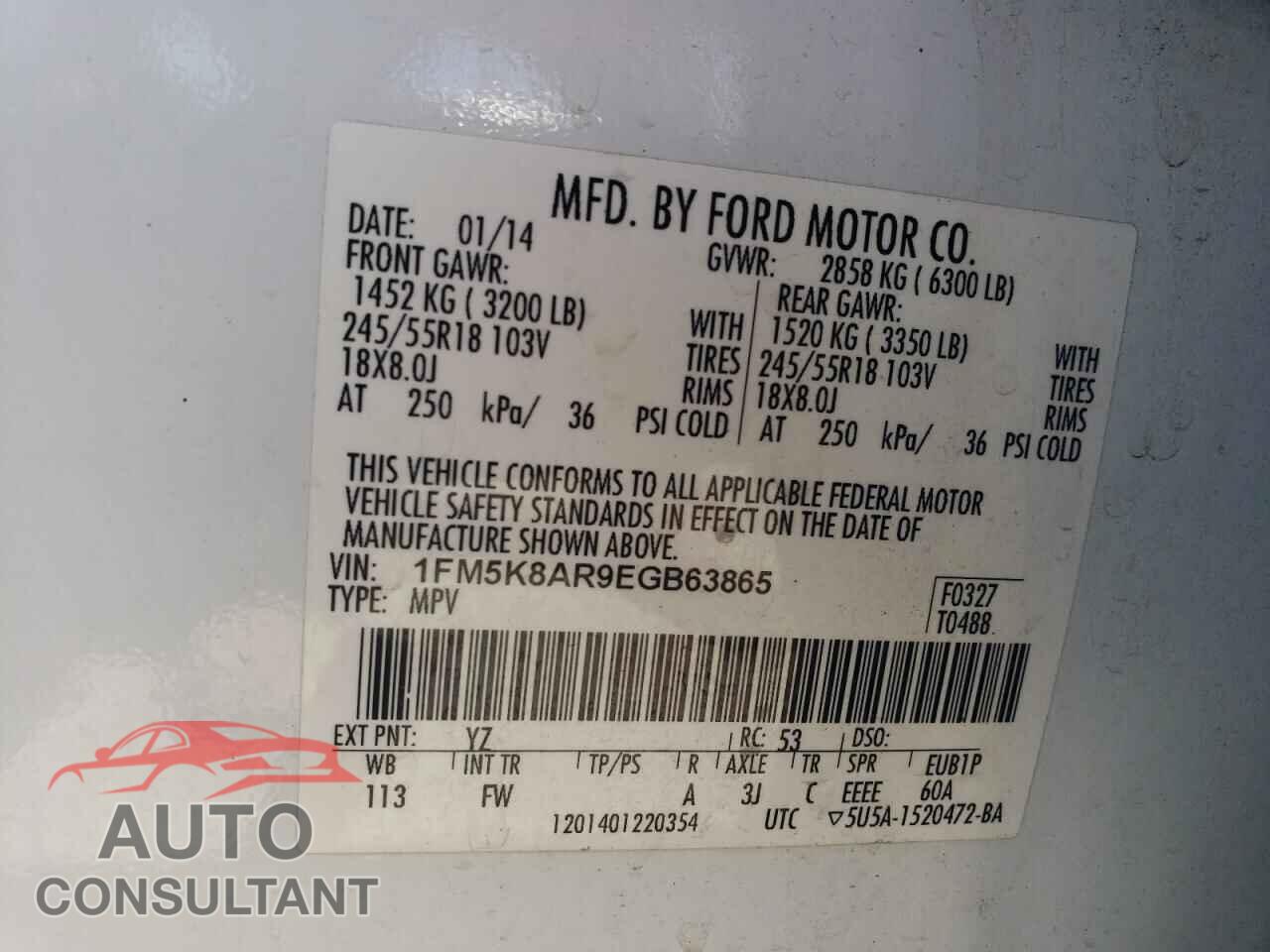 FORD EXPLORER 2014 - 1FM5K8AR9EGB63865