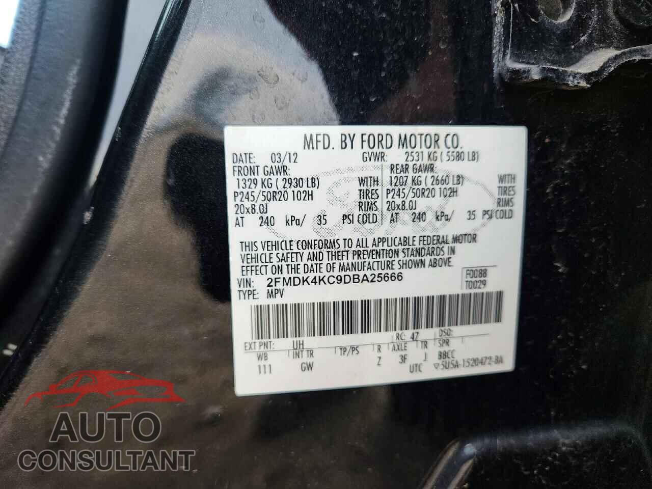 FORD EDGE 2013 - 2FMDK4KC9DBA25666