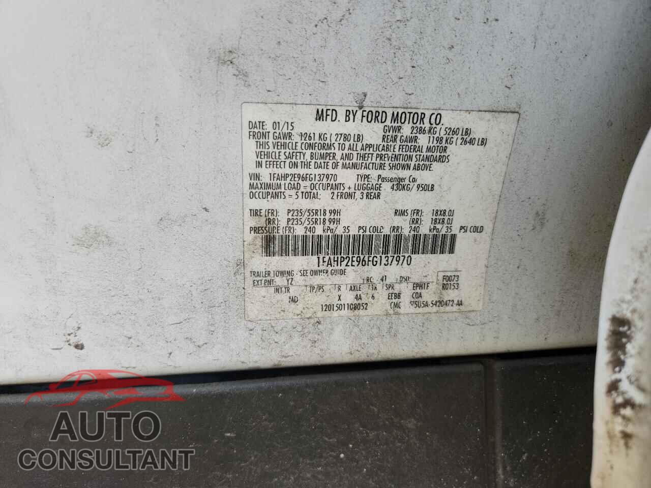 FORD TAURUS 2015 - 1FAHP2E96FG137970