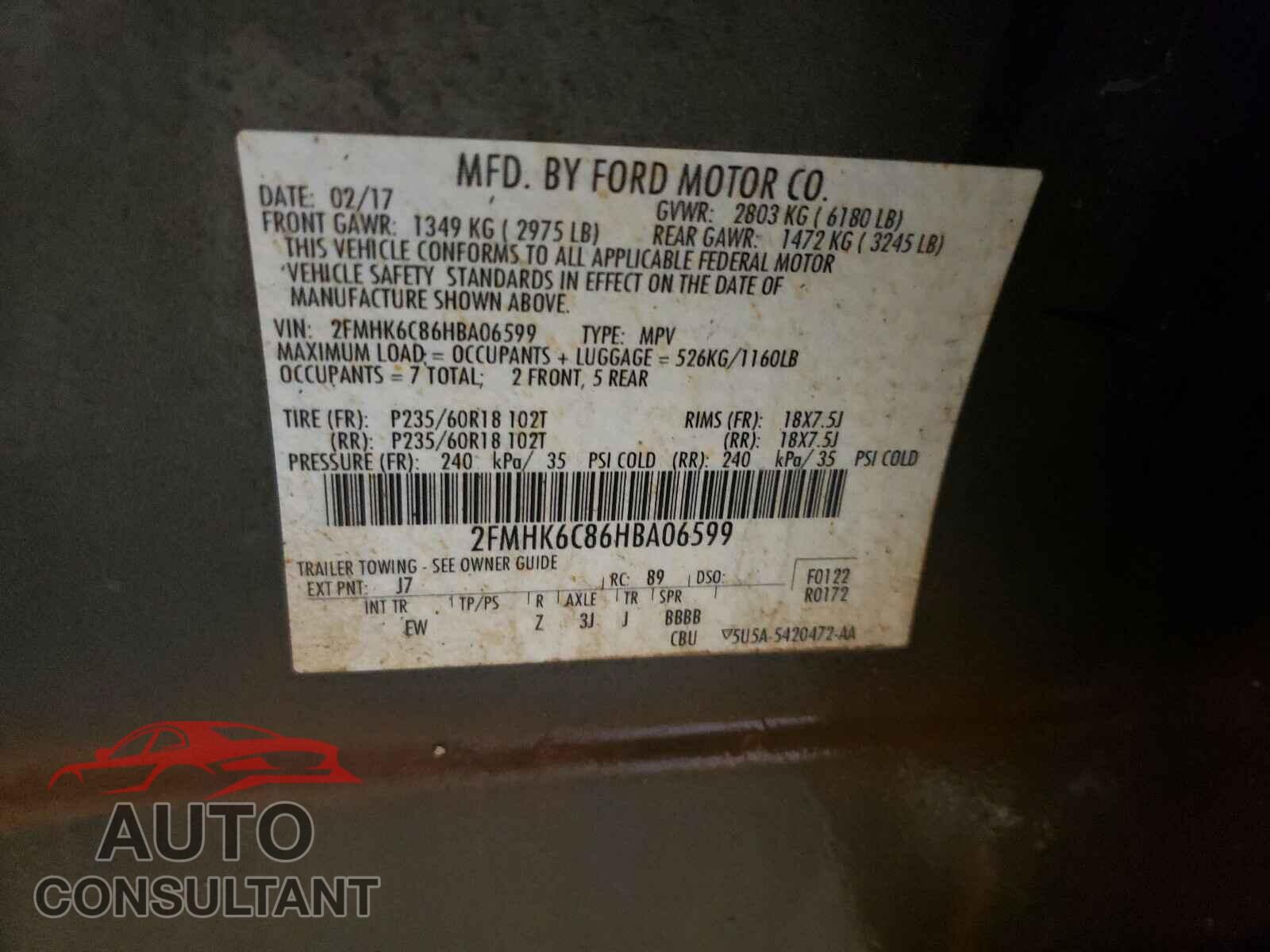 FORD FLEX 2017 - 2FMHK6C86HBA06599