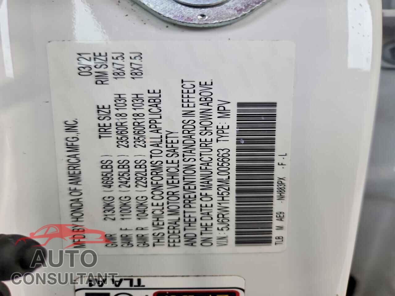 HONDA CRV 2021 - 5J6RW1H52ML005663