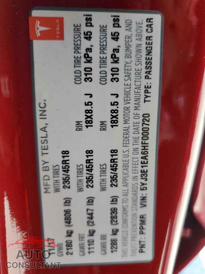 TESLA MODEL 3 2017 - 5YJ3E1EA6HF000720