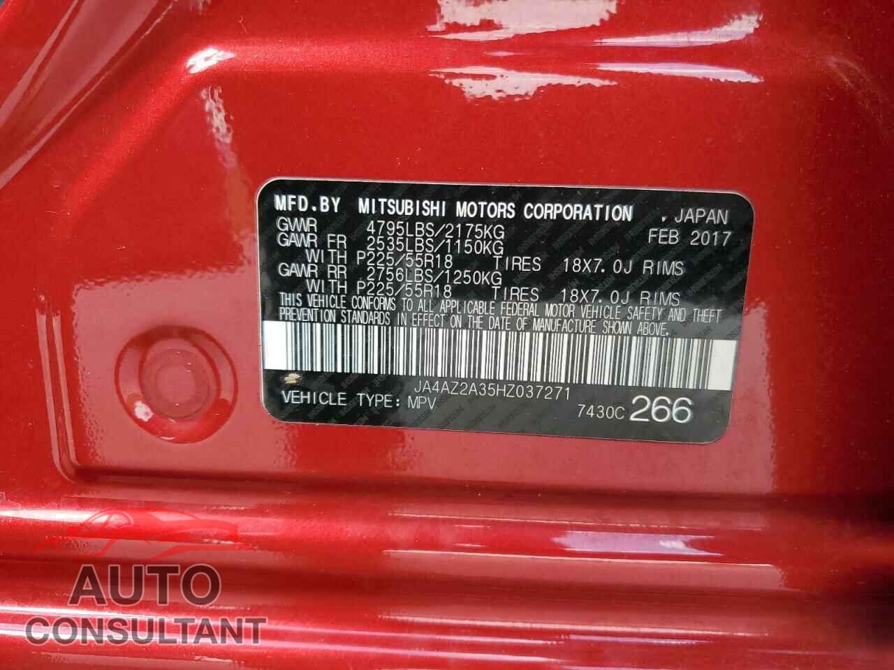 MITSUBISHI OUTLANDER 2017 - JA4AZ2A35HZ037271