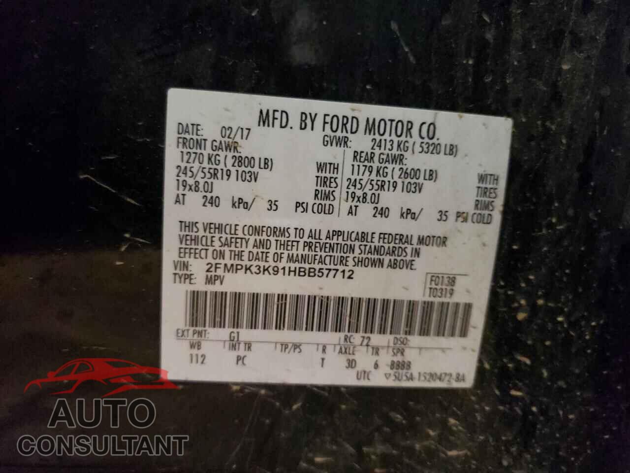 FORD EDGE 2017 - 2FMPK3K91HBB57712