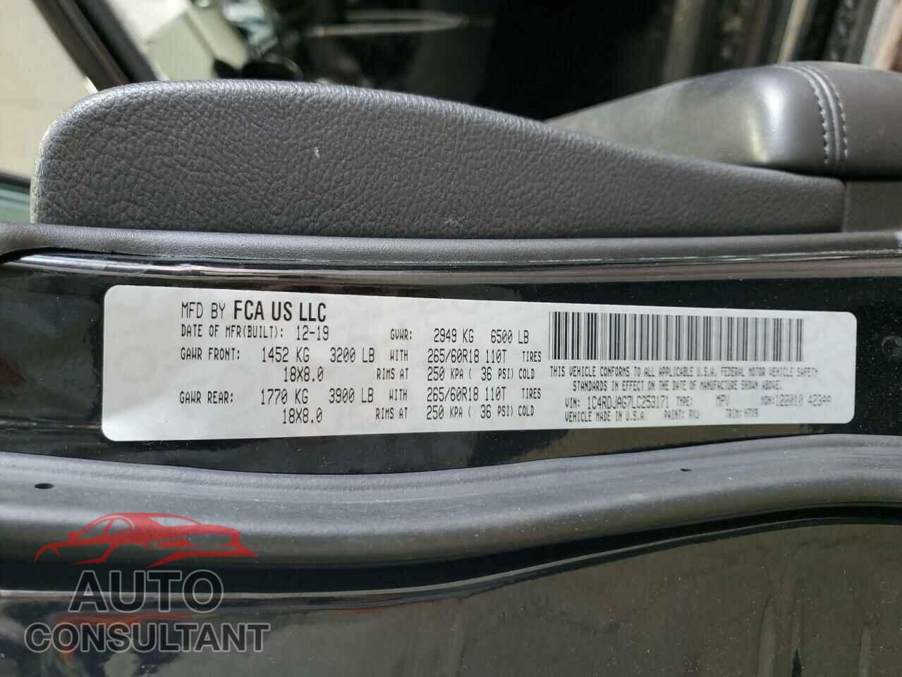 DODGE DURANGO 2020 - 1C4RDJAG7LC253171