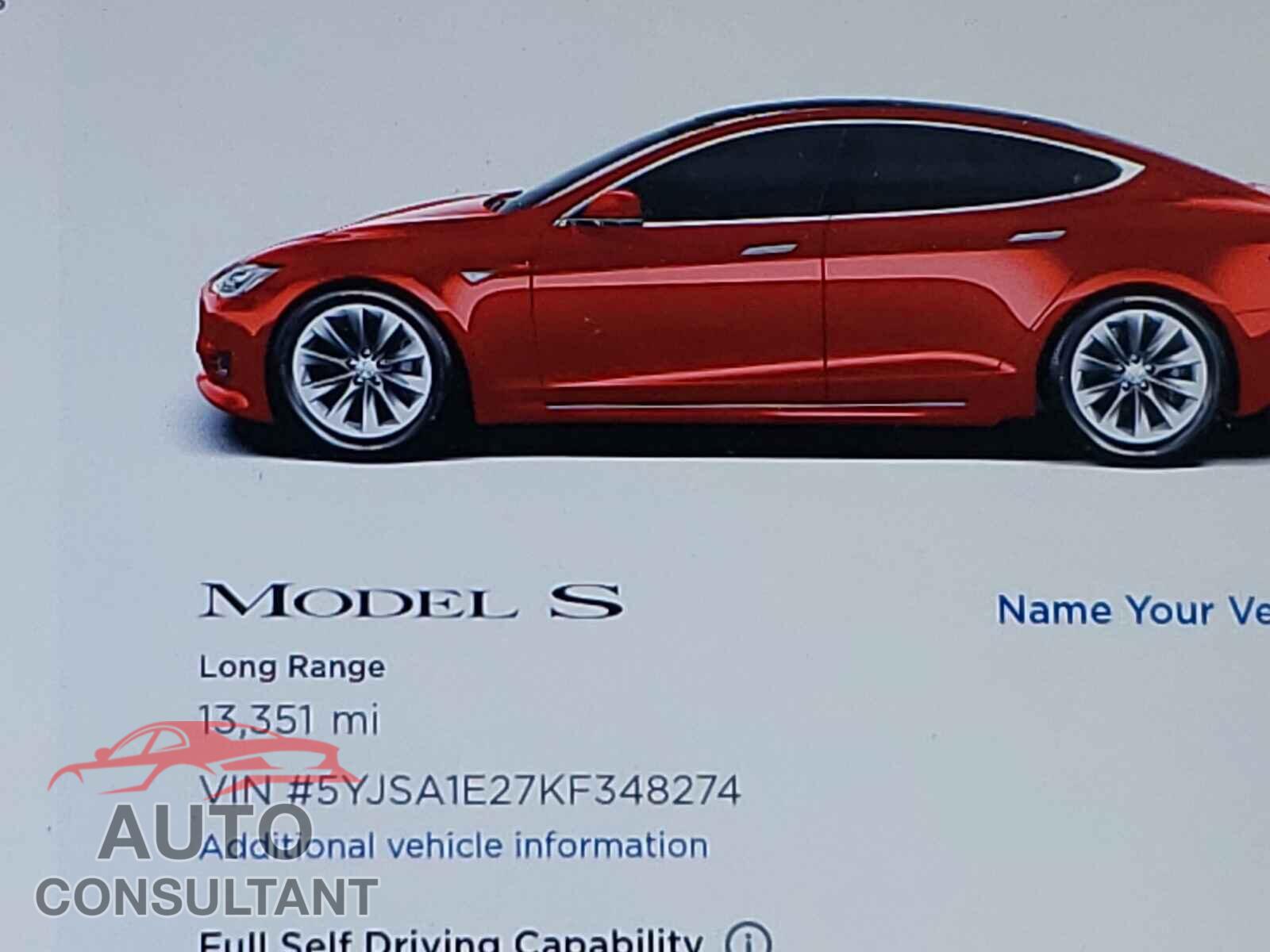 TESLA MODEL S 2019 - 5YJSA1E27KF348274