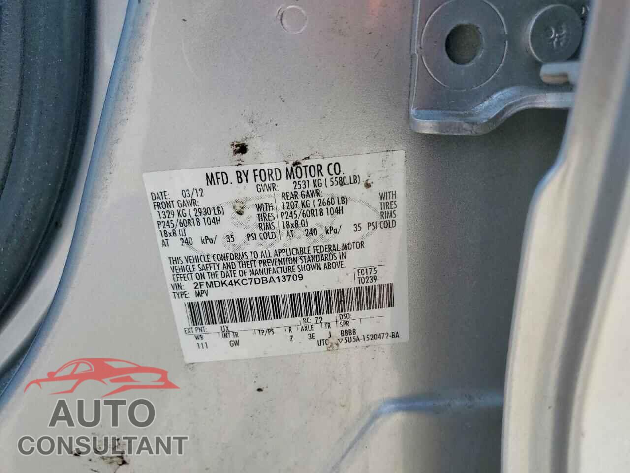 FORD EDGE 2013 - 2FMDK4KC7DBA13709