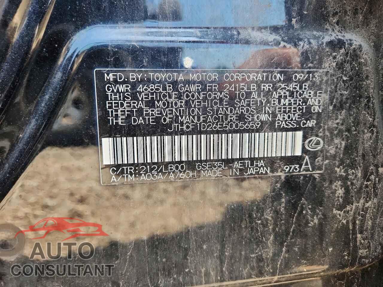 LEXUS IS 2014 - JTHCF1D26E5005659