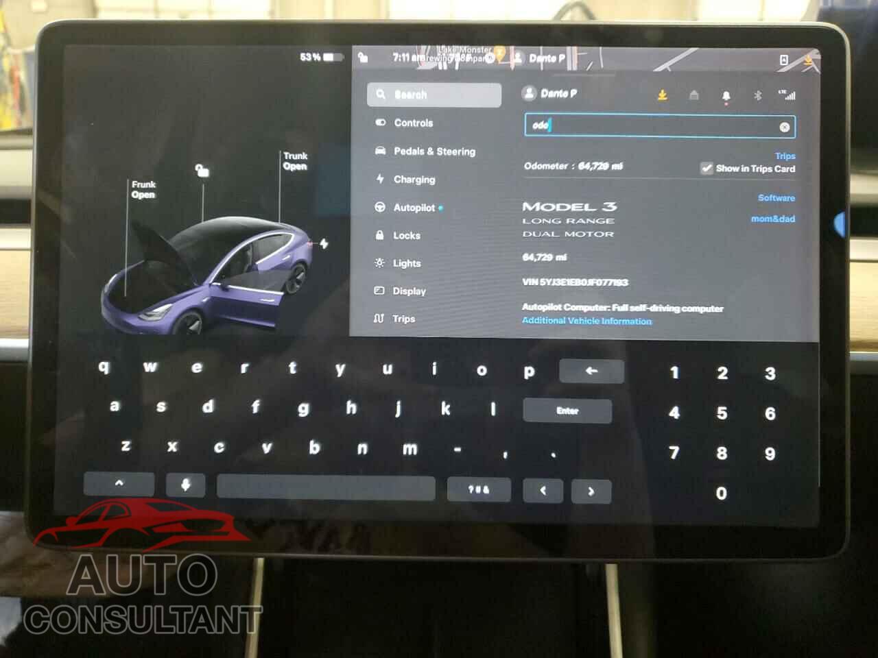 TESLA MODEL 3 2018 - 5YJ3E1EB0JF077193