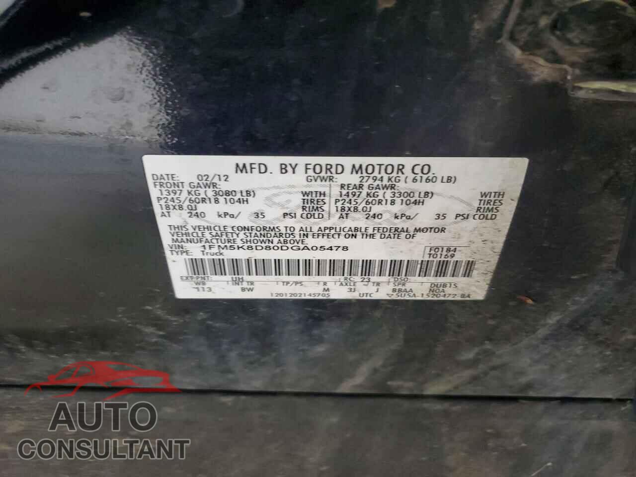 FORD EXPLORER 2013 - 1FM5K8D80DGA05478