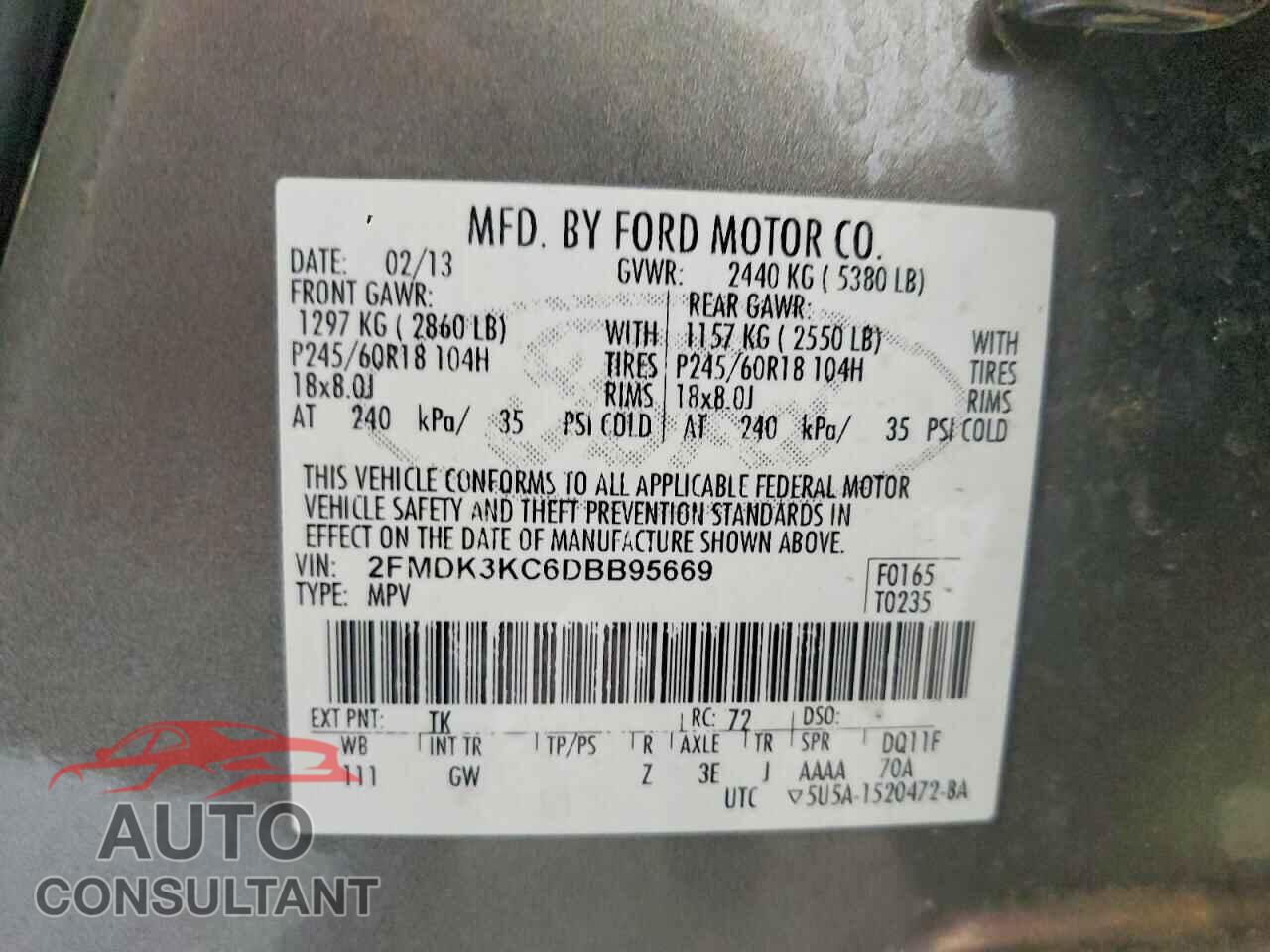 FORD EDGE 2013 - 2FMDK3KC6DBB95669
