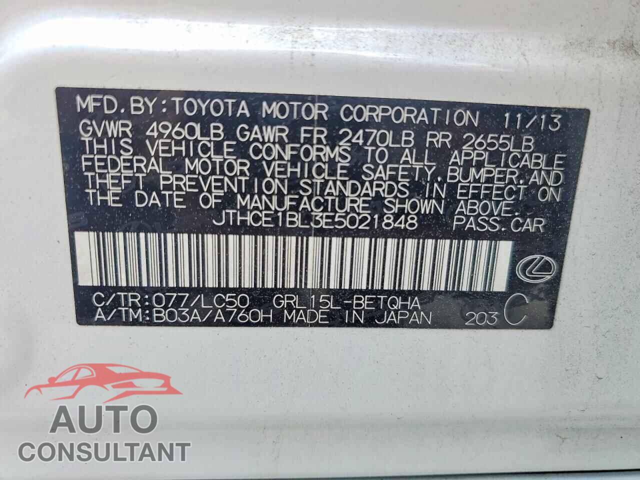 LEXUS GS350 2014 - JTHCE1BL3E5021848