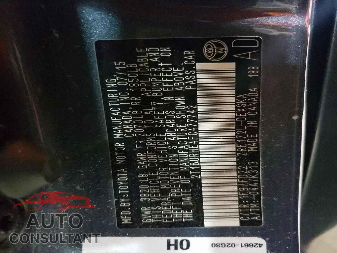 TOYOTA COROLLA 2015 - 2T1BURHE4FC477742