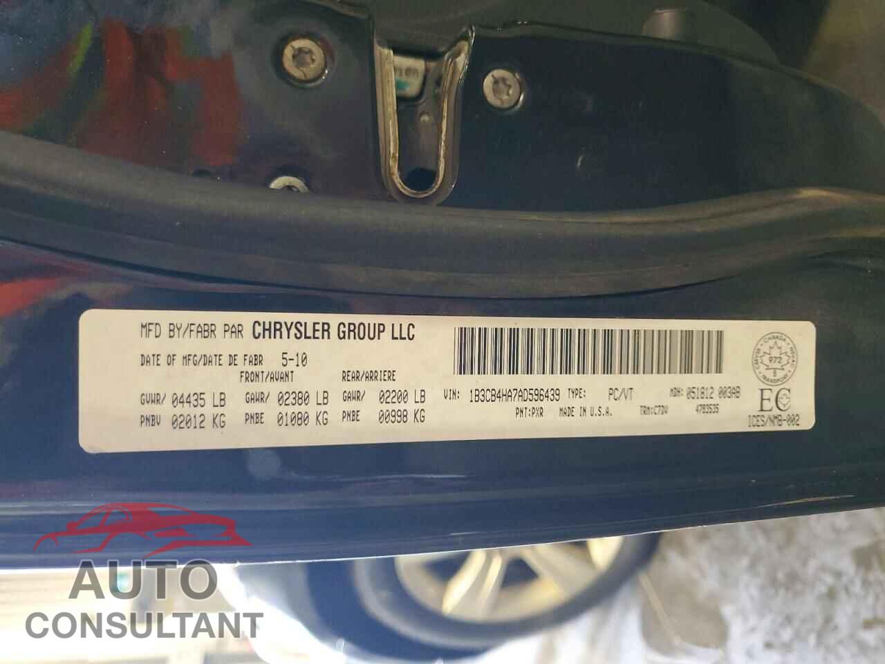 DODGE CALIBER 2010 - 1B3CB4HA7AD596439