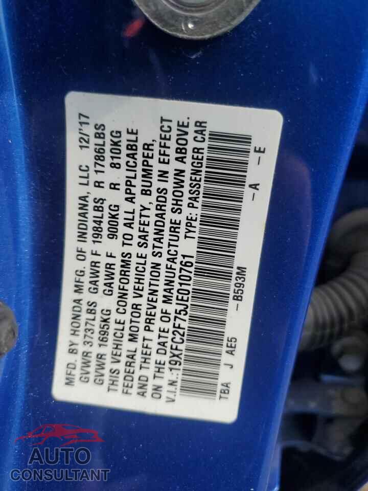HONDA CIVIC 2018 - 19XFC2F75JE010761