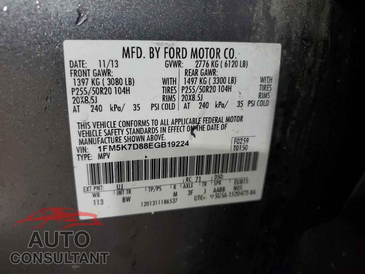 FORD EXPLORER 2014 - 1FM5K7D88EGB19224