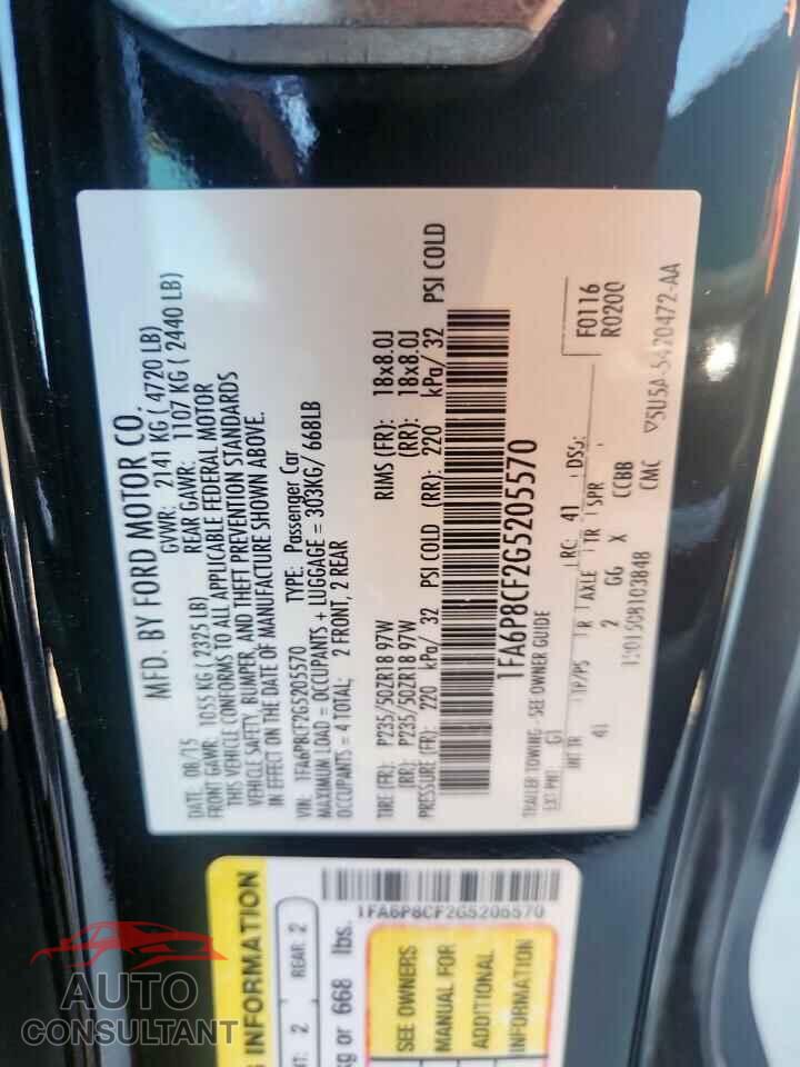 FORD MUSTANG 2016 - 1FA6P8CF2G5205570