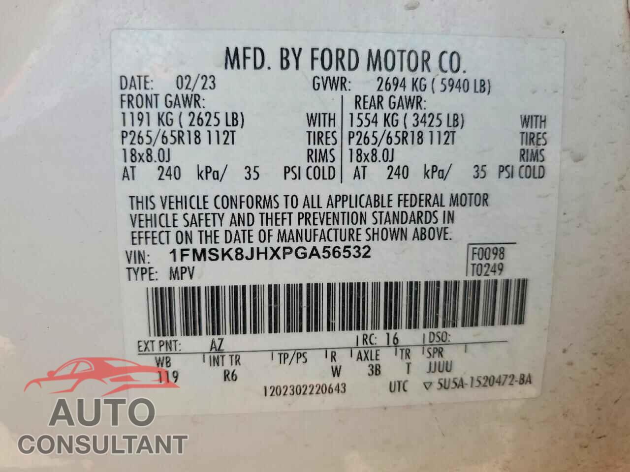 FORD EXPLORER 2023 - 1FMSK8JHXPGA56532