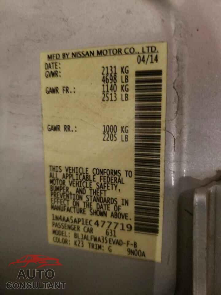NISSAN MAXIMA 2014 - 1N4AA5AP1EC477719