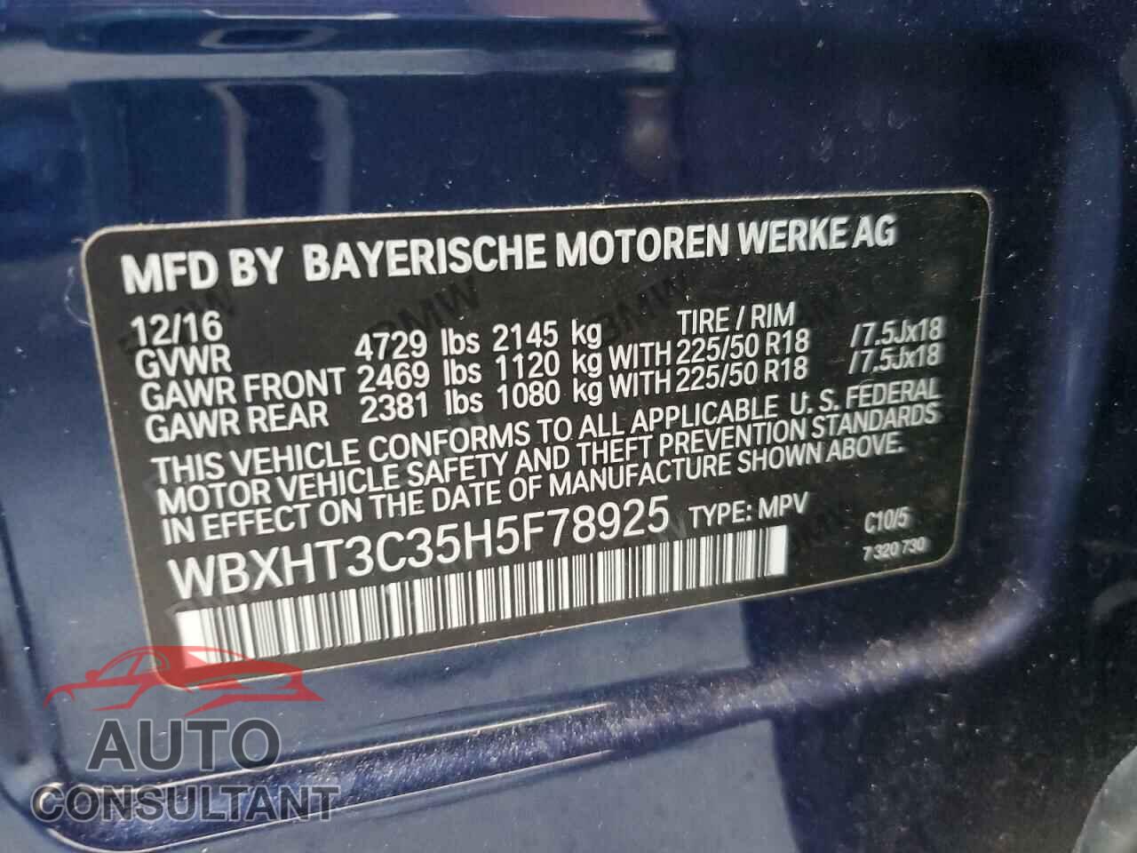 BMW X1 2017 - WBXHT3C35H5F78925
