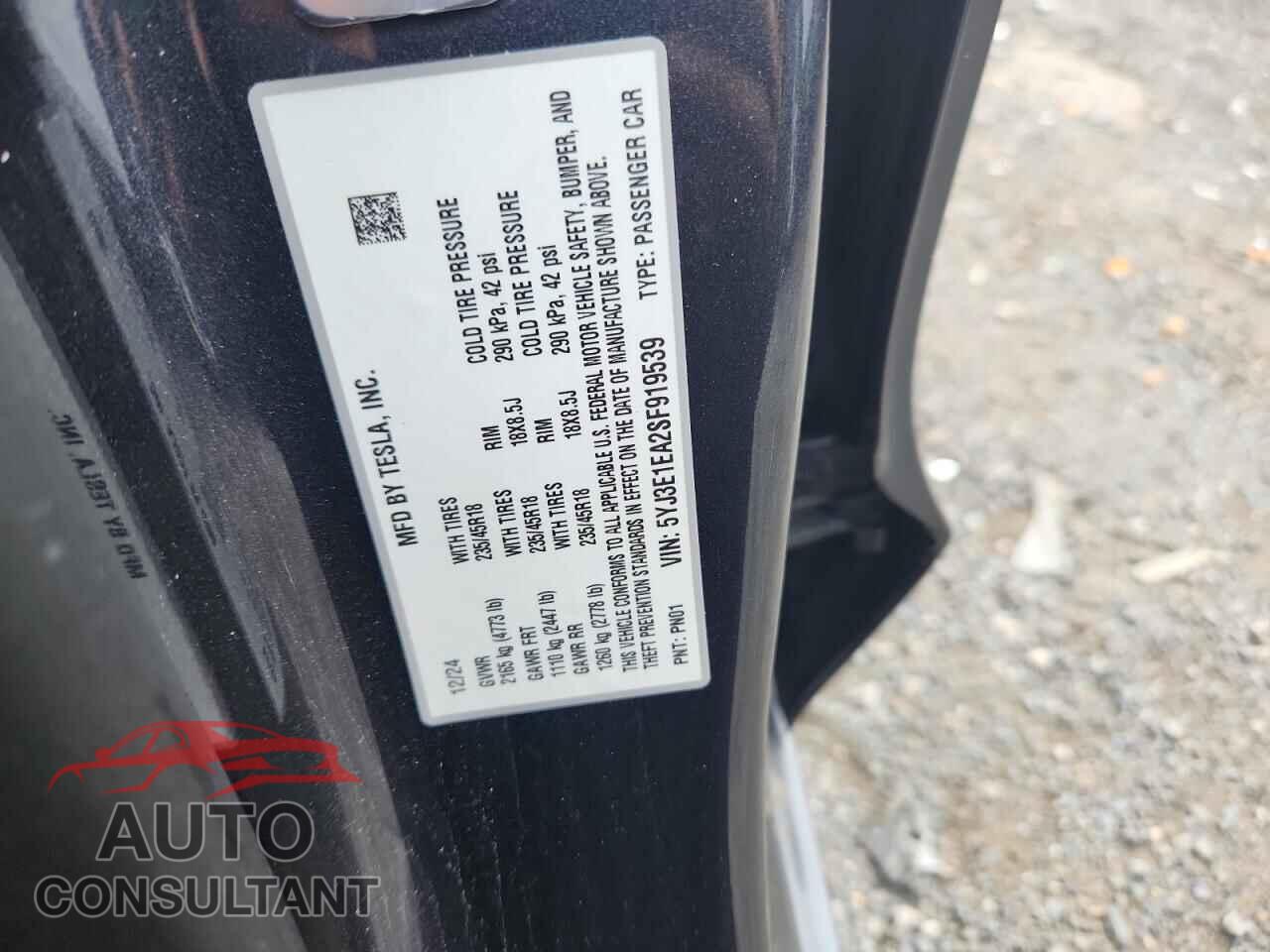 TESLA MODEL 3 2025 - 5YJ3E1EA2SF919539