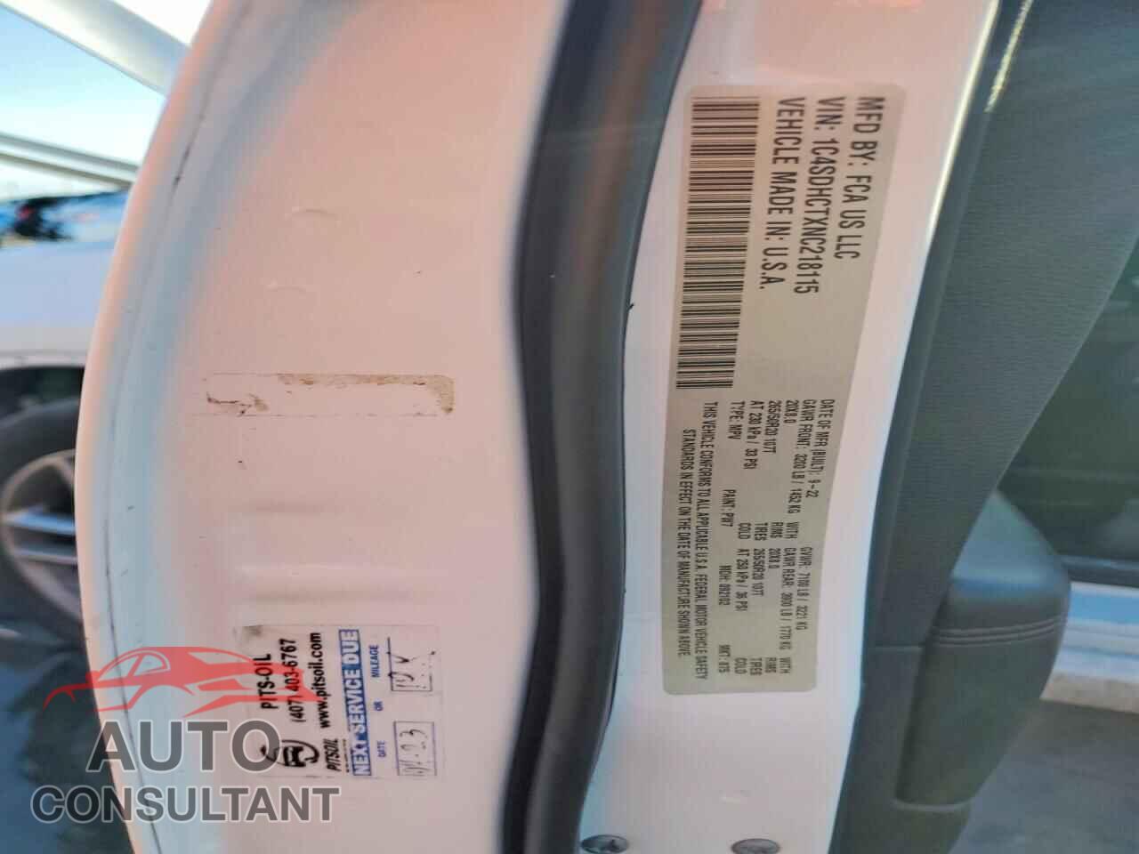 DODGE DURANGO 2022 - 1C4SDHCTXNC218115