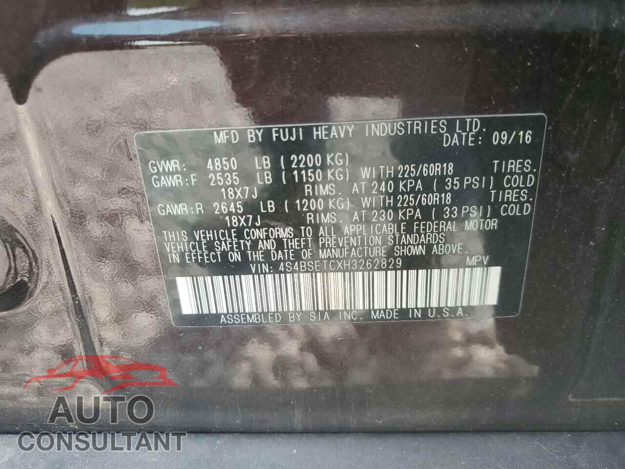 SUBARU OUTBACK 2017 - 4S4BSETCXH3262829