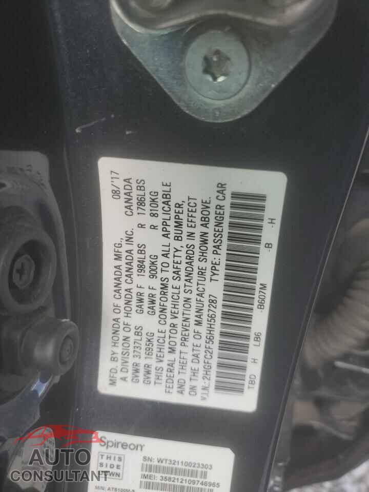 HONDA CIVIC 2017 - 2HGFC2F56HH567287