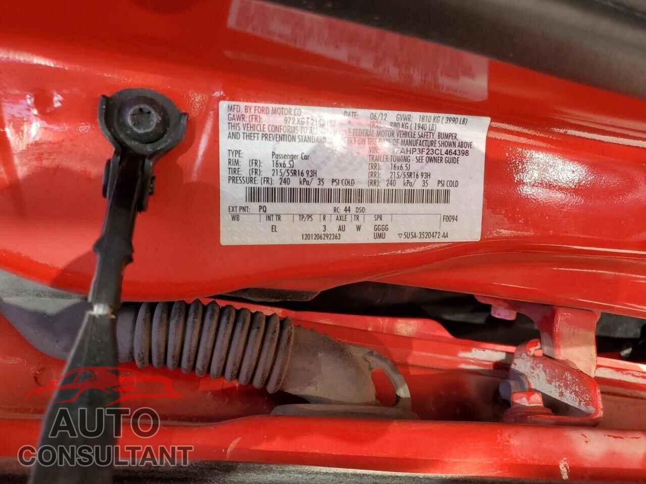 FORD FOCUS 2012 - 1FAHP3F23CL464398