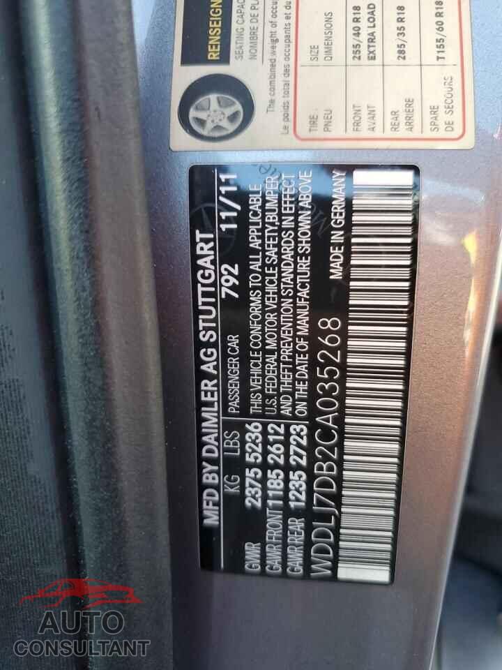MERCEDES-BENZ CLS-CLASS 2012 - WDDLJ7DB2CA035268