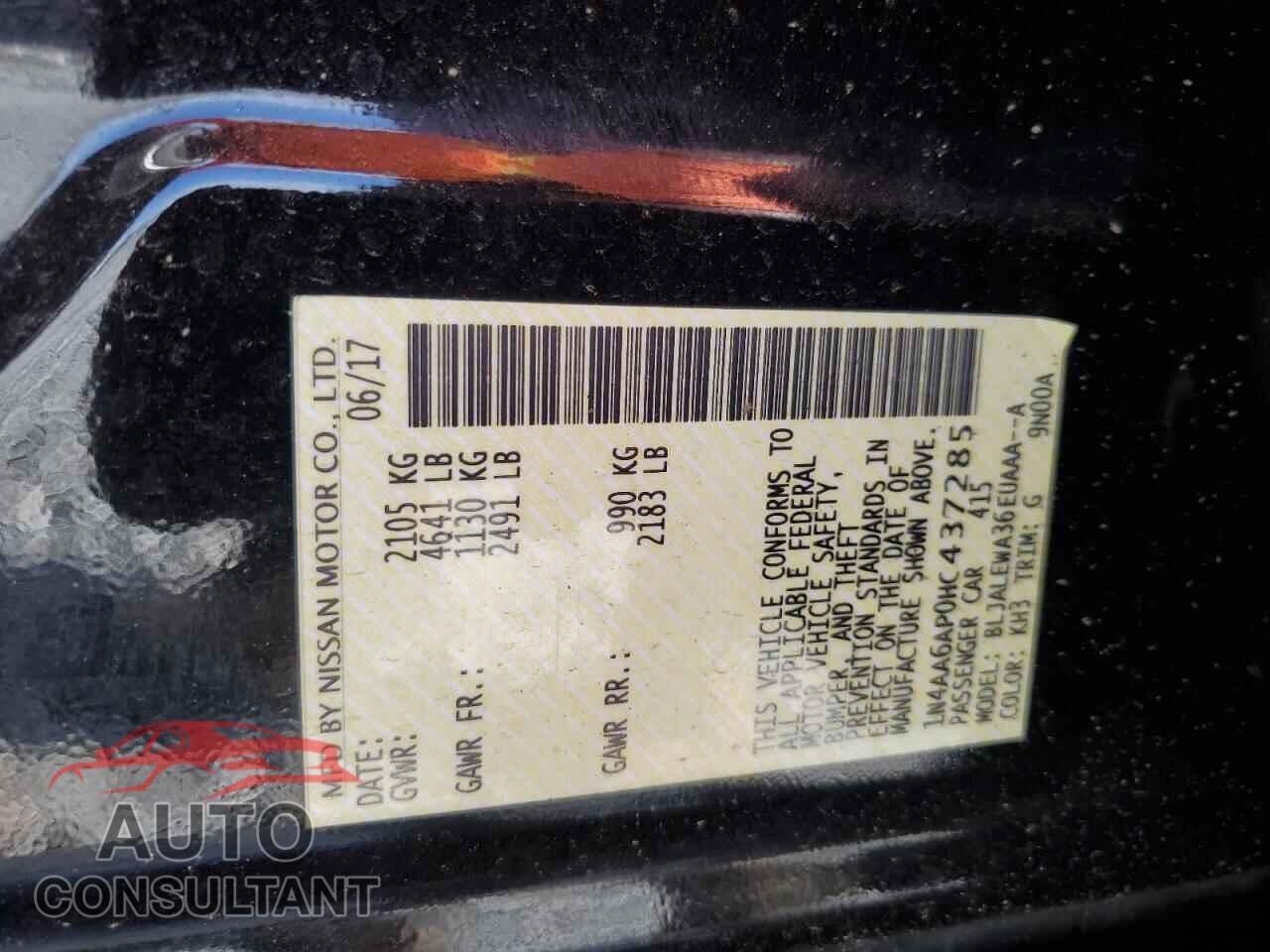 NISSAN MAXIMA 2017 - 1N4AA6AP0HC437285