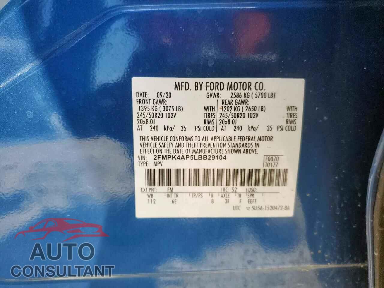 FORD EDGE 2020 - 2FMPK4AP5LBB29104