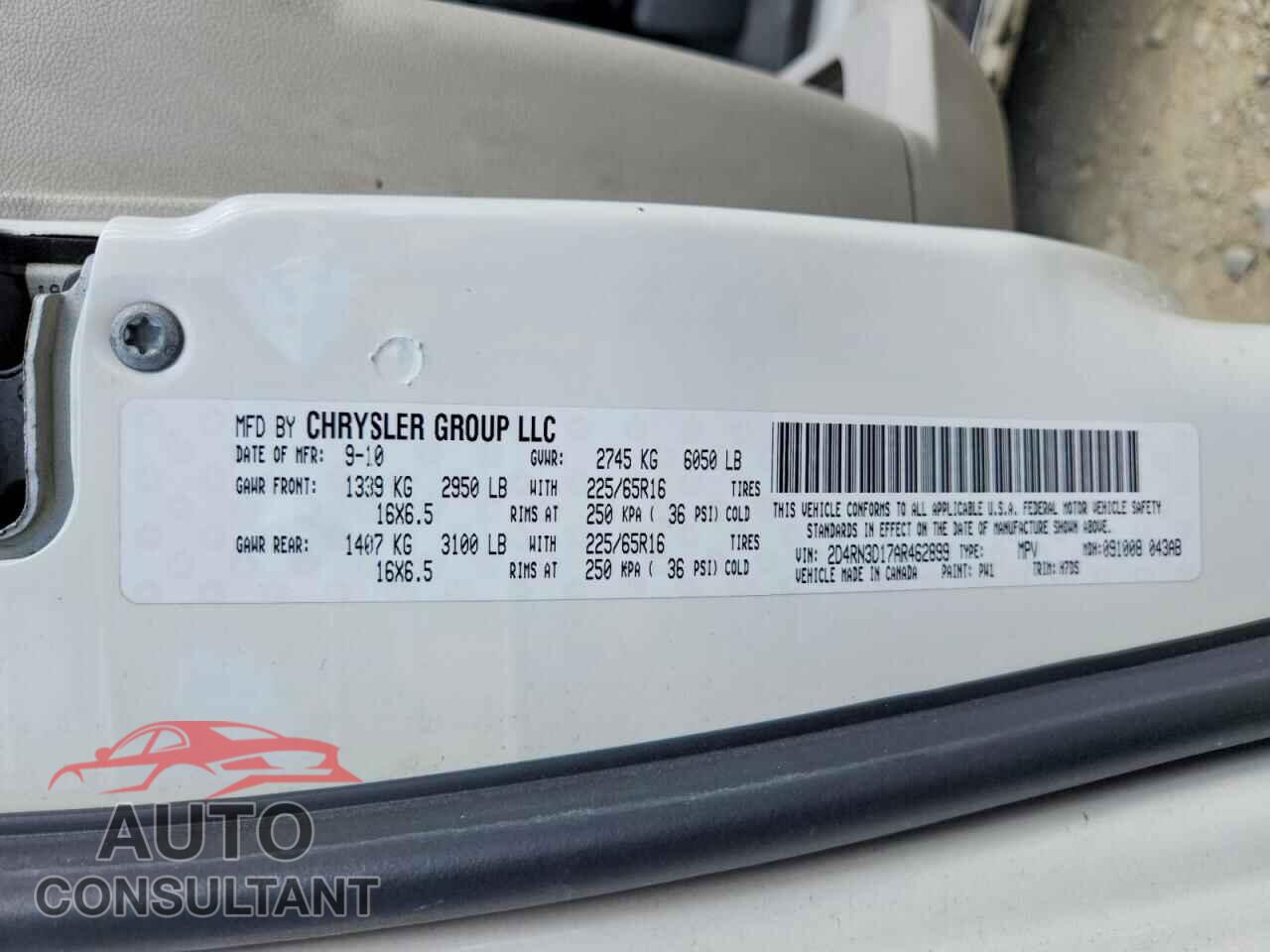 DODGE CARAVAN 2010 - 2D4RN3D17AR462899