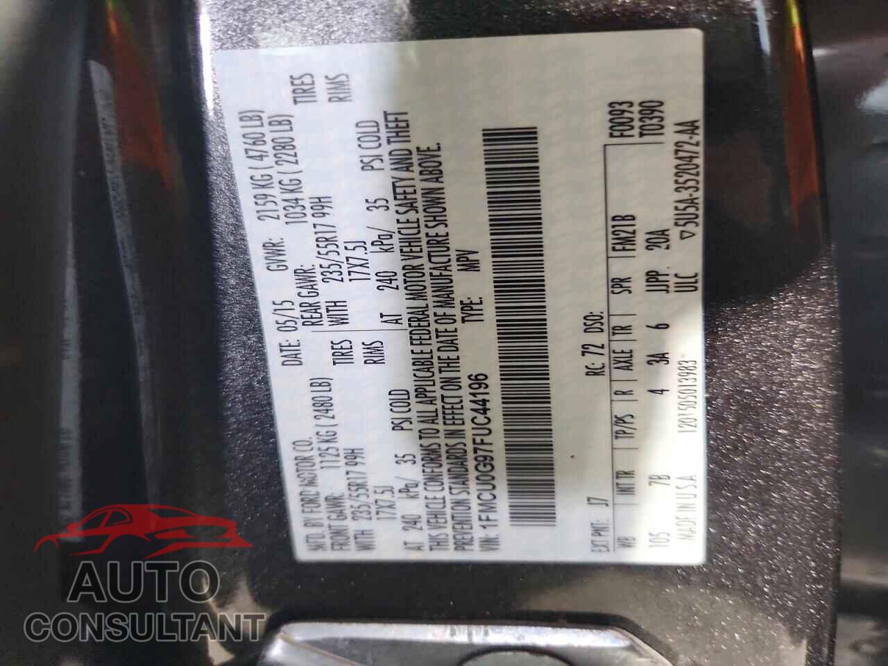 FORD ESCAPE 2015 - 1FMCU0G97FUC44196