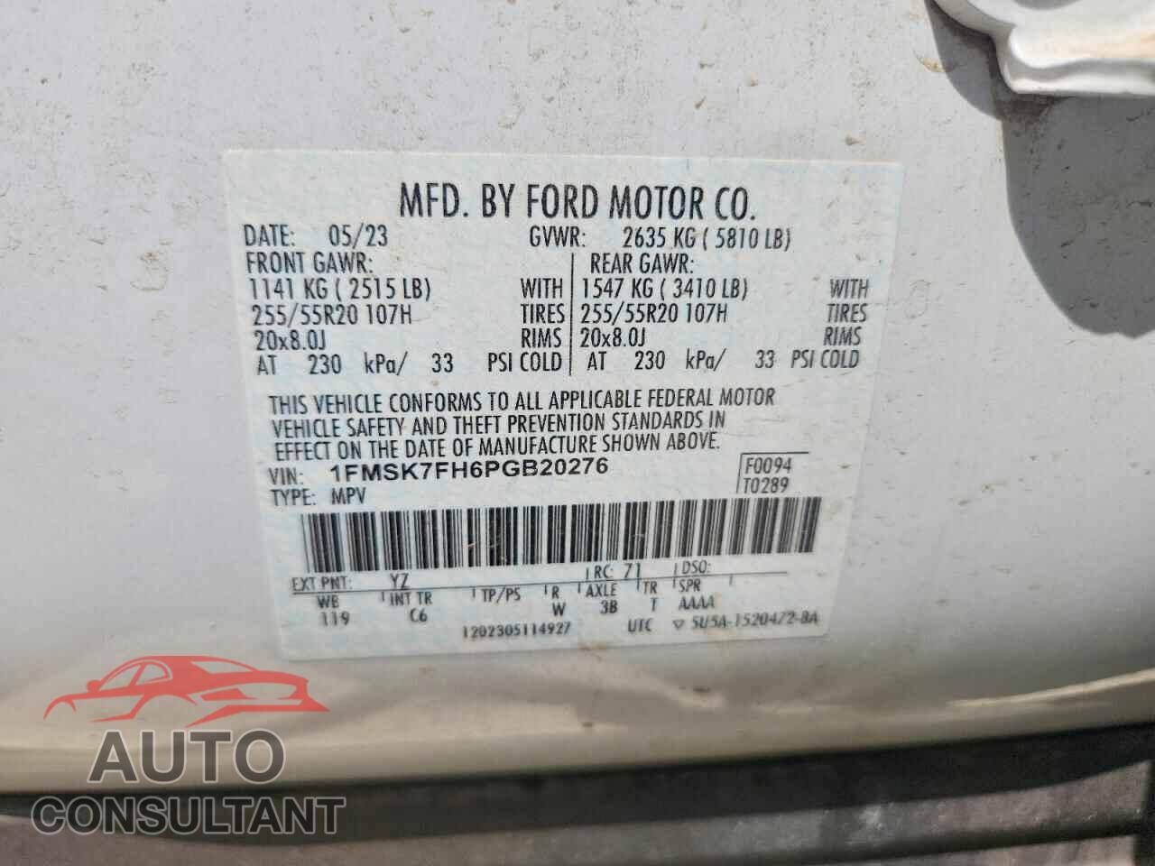 FORD EXPLORER 2023 - 1FMSK7FH6PGB20276