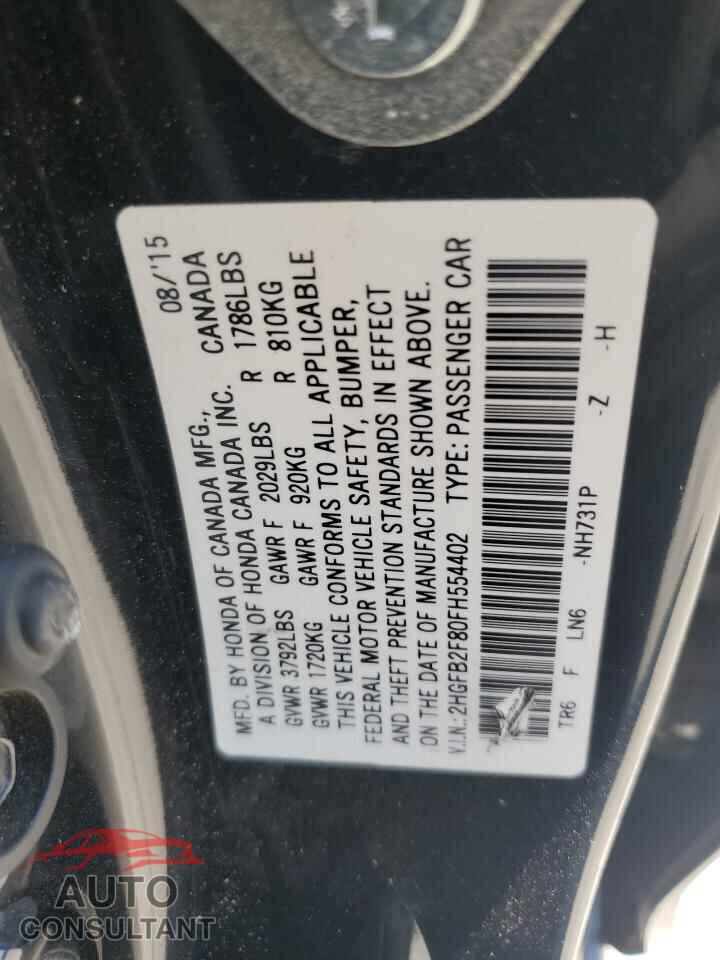 HONDA CIVIC 2015 - 2HGFB2F80FH554402