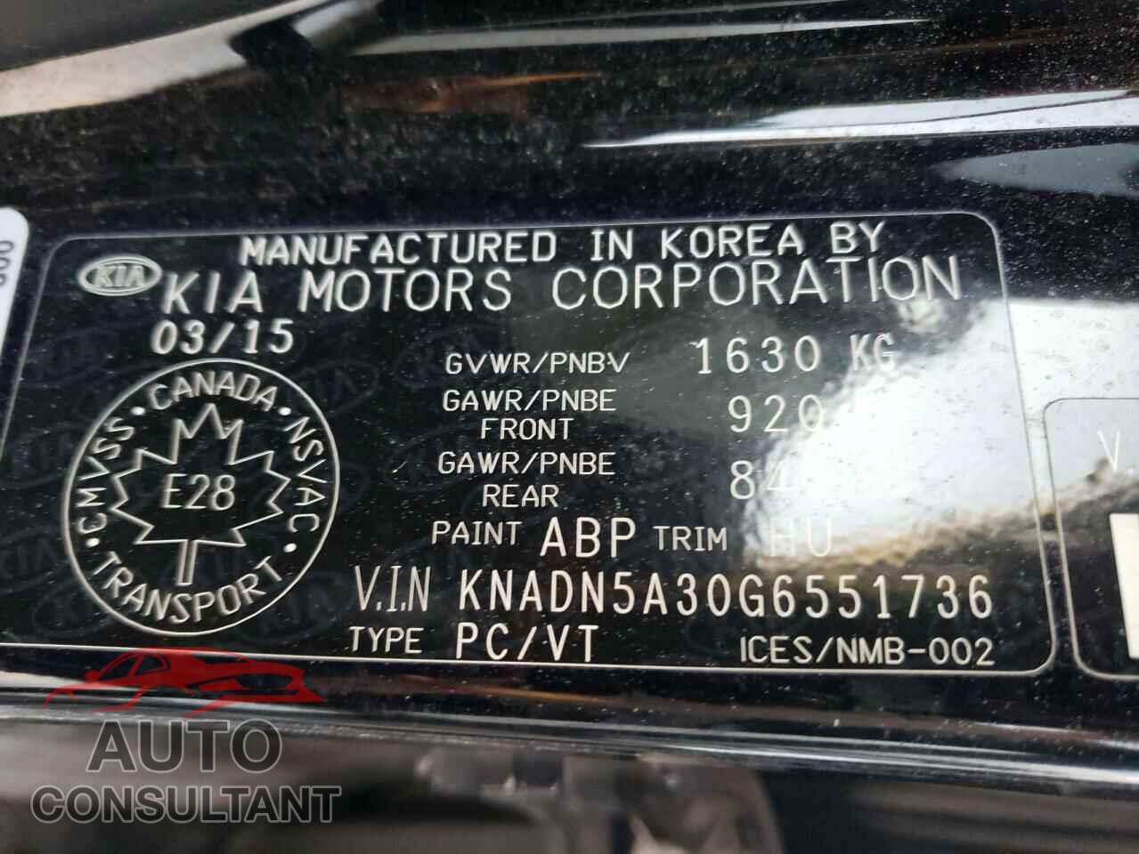 KIA RIO 2016 - KNADN5A30G6551736