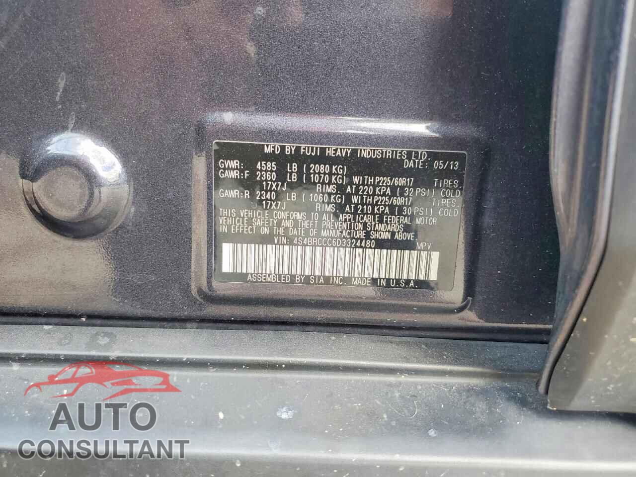 SUBARU OUTBACK 2013 - 4S4BRCCC6D3324480