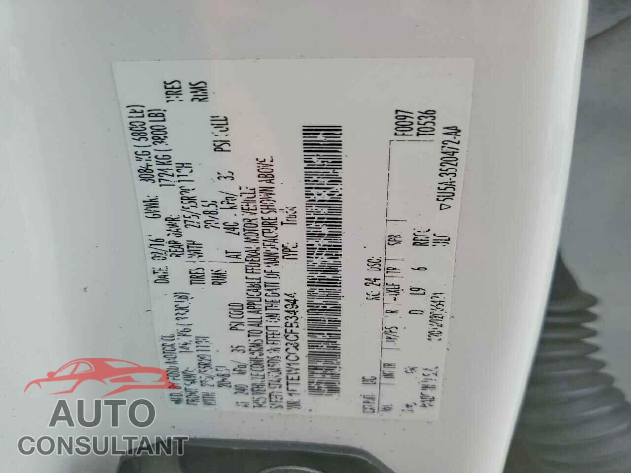 FORD F150 2016 - 1FTEW1CG8GFB34944