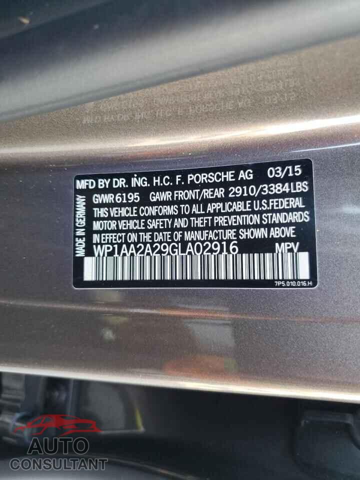 PORSCHE CAYENNE 2016 - WP1AA2A29GLA02916