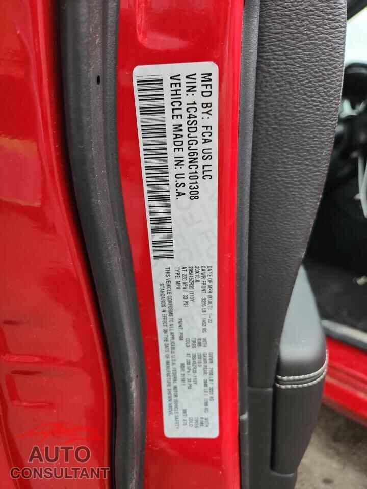 DODGE DURANGO 2022 - 1C4SDJGJ6NC101308