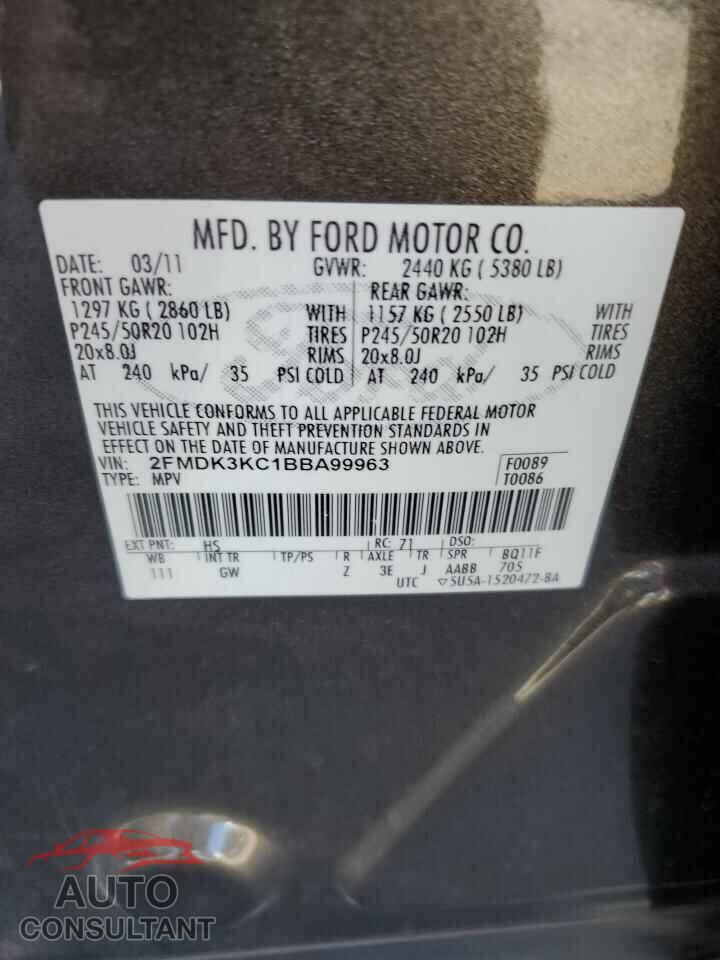 FORD EDGE 2011 - 2FMDK3KC1BBA99963
