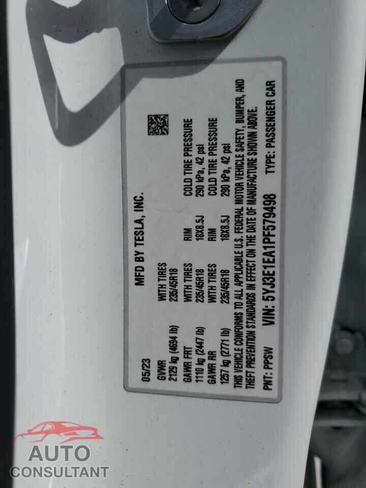 TESLA MODEL 3 2023 - 5YJ3E1EA1PF579498