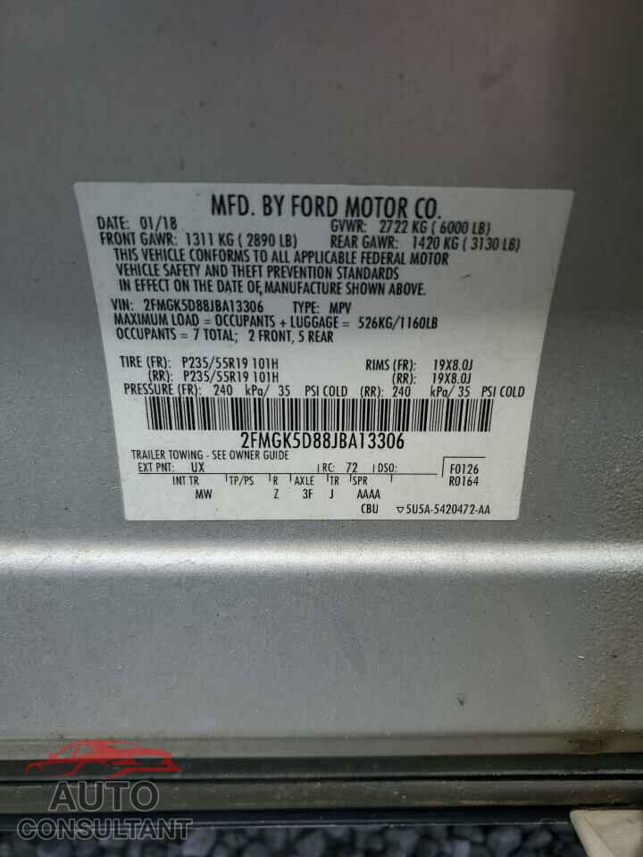 FORD FLEX 2018 - 2FMGK5D88JBA13306