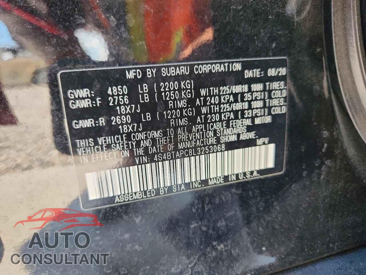 SUBARU OUTBACK 2020 - 4S4BTAPC8L3253068